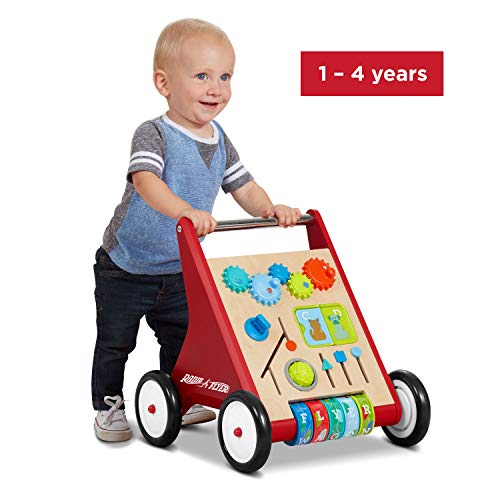 Image of Radio Flyer Classic Push & Play, Toddler Walker with Activity Play, Ages 1-4, Red Walker Toy