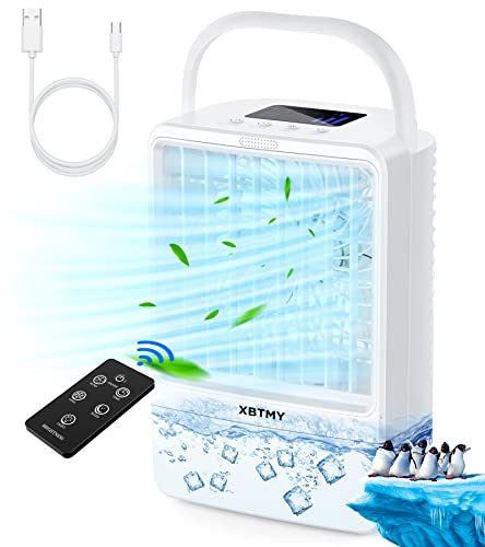 Portable Air Conditioner Quiet Fan with Remote Control, 4000mAh USB Rechargeable Mini AC Evaporative Cooler, Anti-Leak Cooling With 3 Speeds For Home Portable Air Conditioner Quiet Fan with Remote Control, 4000mAh USB Rechargeable Mini AC Evaporative Cooler, Anti-Leak Cooling With 3 Speeds For Home