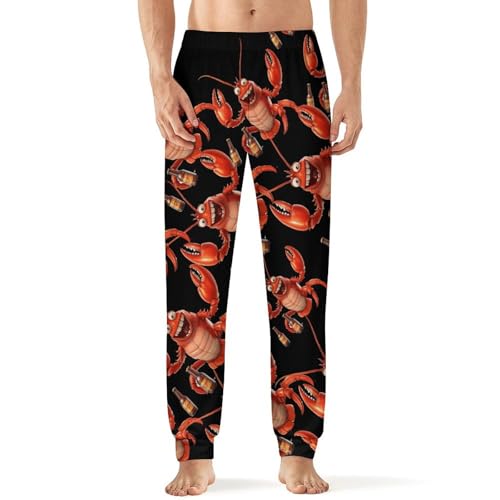 Beer Drinking Lobster Craft Beer Men's Pajamas Pants Lightweight Sleep Lounge Pant Pjs Bottoms Casual Sleepwear