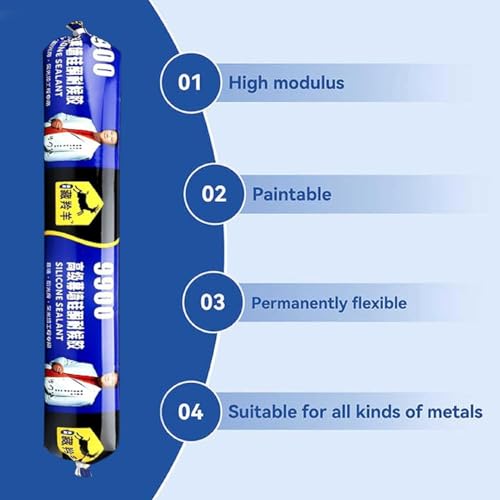 Image of Holstein Housewares Waterproof Silicone Sealant Adhesive for Roof & Leakage Repair | Weather Resistant | For Concrete, Metal, Steel, Aluminum, Tiles & Water Tank | Flexible & Paintable 750gm, Pack of 1