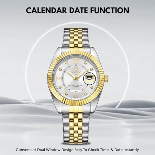 Image of Longbo Trident 83831 Analog Watch with Studded Dial Accents, Stainless Steel Bracelet, Luminous Hands & Date Display | Men | Office, Business, Formal & Gifting