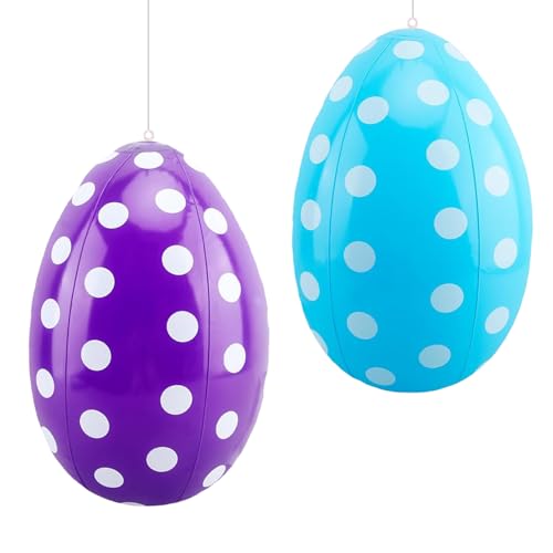 Oeuf de Pâques Gonflable, 2pcs Oeuf de Pâques Géant, Gros Oeufs de Pâques à Suspendre, Convient pour Pâques, Intérieur et Extérieur, Cour, Jardin,...