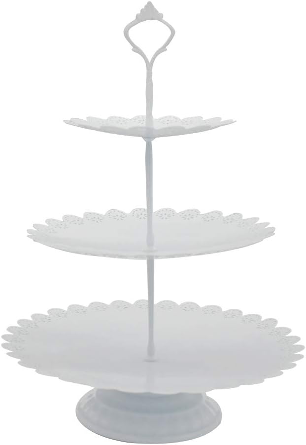 3 Tier Cupcake Stand Holder Iron with Base Fruit Cake Plate Cakes Desserts Fruits Candy Buffet Display Rack for Home Wedding Birthday Party Serving Platter