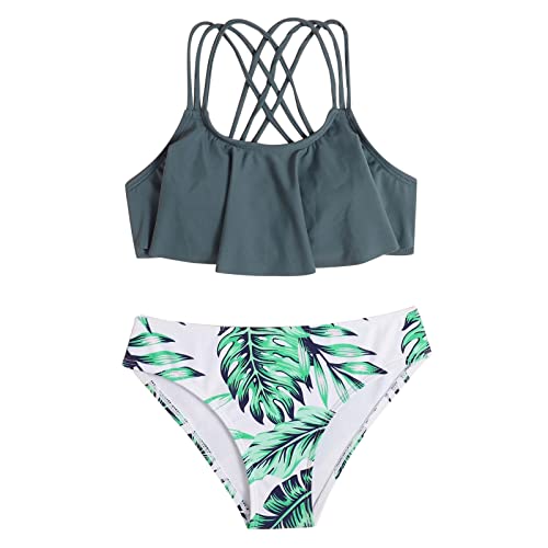 Spritumn-Home Maillots De Bain Adolescente Deux Maillots de Bain Mignons Les Filles Florales impriment des Maillots de Bain pour Filles Maillots De Bain Fille Monobloc Cover