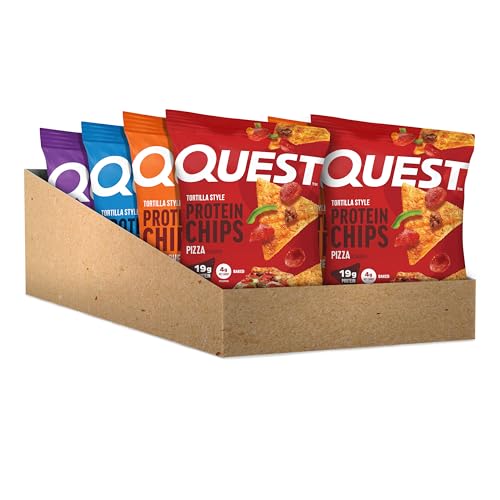 Image of Quest Nutrition Tortilla Style Protein Chips, Salty Snack Variety Pack, Pizza, Loaded Taco, Nacho Cheese, Ranch, High Protein Snack, Low Carb, Gluten Free, 1.1 oz (Pack of 8) 2 each flavor