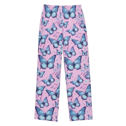 Butterfly Long Pajama Pants Elastic Waist PJ Bottoms with Pockets S A1109152
