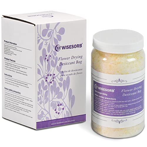 Wisesorb Silica Gel Flower Drying Crystals, 2LBS Jar of Orange to Green Color Indicating Flower Drying Silica, Pack of 1 Reusable Silica Gel for Drying Flowers