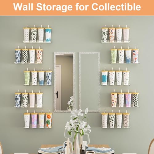 Image of Acrylic Floating Wall Shelves, 15 x 4 x 2.5 in, Clear, Set of 2, Modern Wall Mount Display Shelf (Clear, 15, 6)