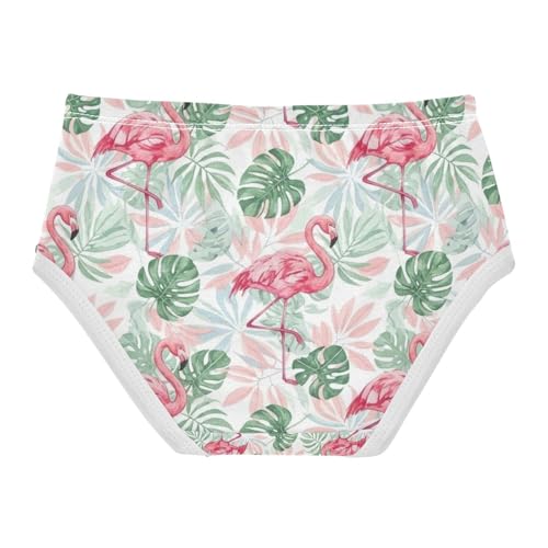 Flamingos Tropical Leaves Pastel Girl Panties, Toddler Girl Panties, Girls Underwear Cotton, 2–8 Years2