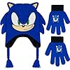 Concept One Sonic The Hedgehog – Conjunto de gorro y guante, gorro y guantes de invierno de punto para niños