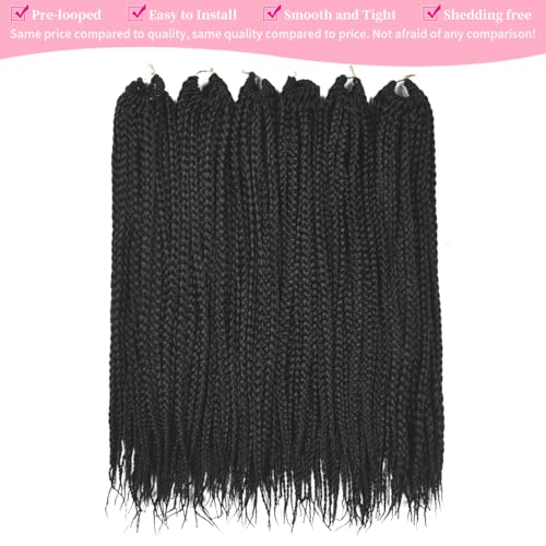 Crochet Box Braids 14 Inch 6 Packs 144 Strands Goddess Box Braids Crochet Hair Pre looped Crochet Hair for Black Women (14 Inch 1B)