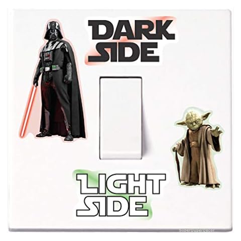 SuperDuperDecor Star Wars Light Switch Stickers. Black, Colour, or Glow-in-the-Dark. decal child room lightswitch wall vinyl dark side darth vader yoda COLOUR Cover