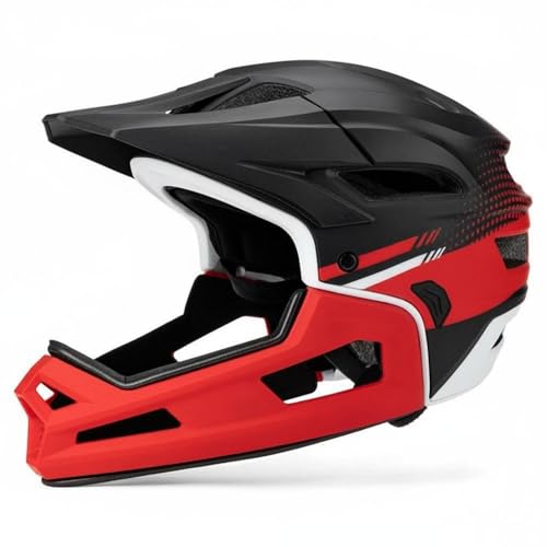 Zxpjkyu Casco de para Ciclismo Diseño Ajustable y Modular Forro Lavable Protección Facial Detachable Usado para Senderismo Carreras y Recorridos por Montaña, Rojo+Negro