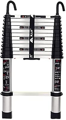 Telesladder Telescoping Ladder Aluminum Telescoping Ladder Extension Ladder Button Retraction Multi Purpose DIY Tools Loft Portable Folding Telesladder (Color : Aluminumy, Size :/A