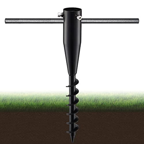 Starbover Sombrilla de playa, anclaje al suelo, base resistente en espiral para toldos de suelo, 43 cm, base de metal resistente al óxido para jardín, playa y césped, terrazas, banderas y barras