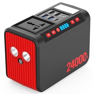 88Wh Tragbare Powerstation 80W Powerbank Akku mit 230V AC Steckdose und LED Taschenlampe Kleiner Generator für Stromausfälle, Camping, Notfälle, Wandern, Reisen
