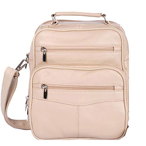 Genuine Leather Black Travel Men's Organizer Silver Fever® Handbag (Cream) #TOP30