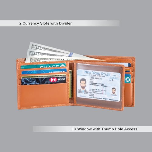 Alba Classic Bifold VT Leather Wallet For Men II Handmade II Minimalist II RFID Protected (Tan)4