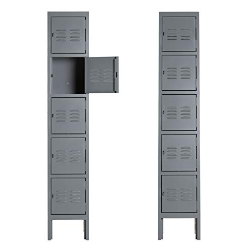 Intergreat Metal Locker For School Office Gym Metal Storage Locker Cabinet For Employees Students Steel Locker 5 Tier With 5 Door Gray #TOP12