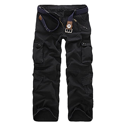 OEAK Homme Cargo Pantalon de Travail Large Vintage Militaire Casual Multi Poches Décontracté Mode Pant Chino Treillis pour Sport Outdoor