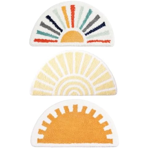 TRUEDAYS Boho Half Circle Bath Mats Bundle - Cute Half Round Bathroom Rugs - Machine Washable, Water Absorbent and Non-Slip Bathroom Rugs (3 Pack) Cover