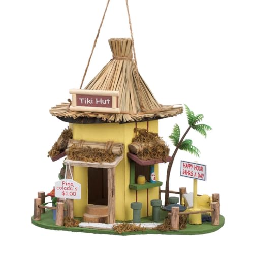 Zingz & Thingz Decorative Outdoor Home Garden Bird House, 9.75x9x9.75'', Tiki Hut