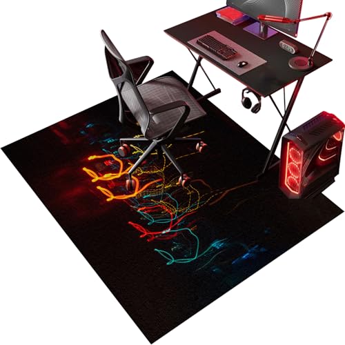 Tapis Chaise Gaming Antidérapant Tapis pour Fauteuil, Tapis Gaming Sol pour Sols durs, Tapis Chaise de Bureau, Protège Sol Protection Sol Gamer Bureau Gaming pour Salon, Chambre, Bureau 130 x 150 cm