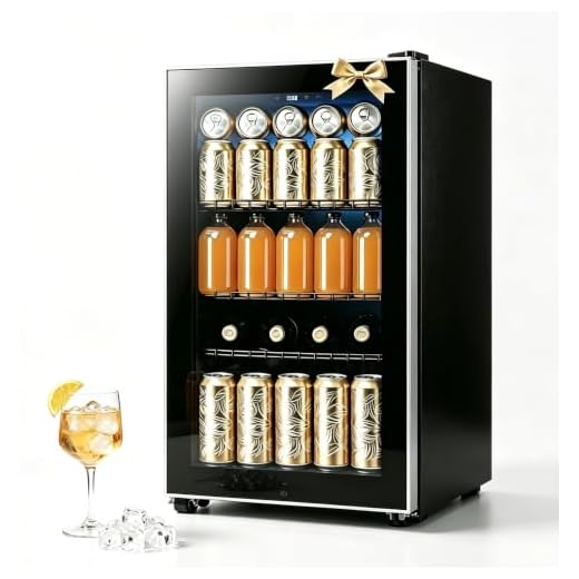 WANAI Beverage Refrigerators 120-Can Small Mini Fridge for Home, Office or Bar with Glass Door and Adjustable Removable Shelves，Perfect for Soda Beer or Wine, Stainless Steel, 3.5 Cu.Ft.