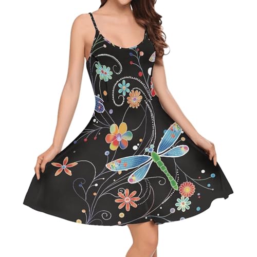 Image of Biyejit Women Casual Loose Dress Strap Long Summer Beach Swing Dress
