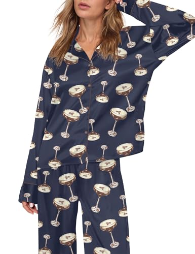Image of SHESHOW Satin Pajamas for Women Set Long Sleeve Button Down Sleepwear 2 Piece Nightwear Women Pjs Sets Size XS-XXL