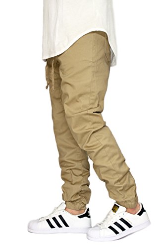 URBANJ Men's Twill Drop Crotch Jogger Pants - 15 Colors2