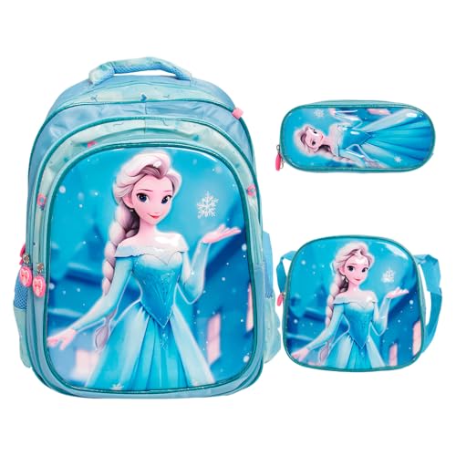 Kit Mochila Infantil Feminina Grande Lancheira Térmica