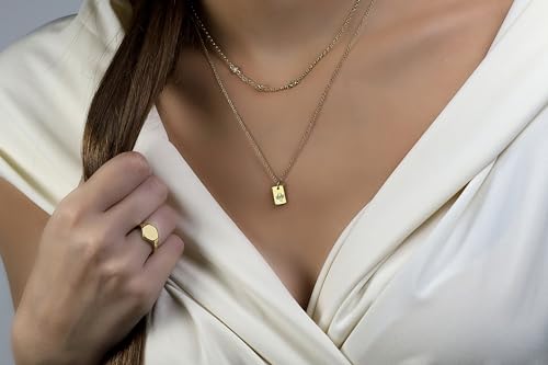 Collier libellule en or 14k anti-allergie avec pendentif rectangle personnalisable - 2