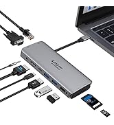 Hub USB C, Adaptateur Multiport 10-en-1 vers HDMI et VGA, Ethernet RJ45, Port Audio, Lecture Cart...