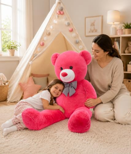 Image of MaoGoLan Giant Teddy Bear 4 Feet,Adorable Big Bear Stuffed Animal 47 inch, Classic Teddy Bear Plush Gift Decoration for Baby Shower,Party,Birthday,Valentines Day,Rose Red