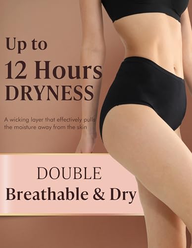 Image of AIRCUTE Washable Urine Absorbency Incontinence Underwear for Women Bladder Leak Proof Cotton Panties 60ML 3 Pack(Black, 3X-Large)