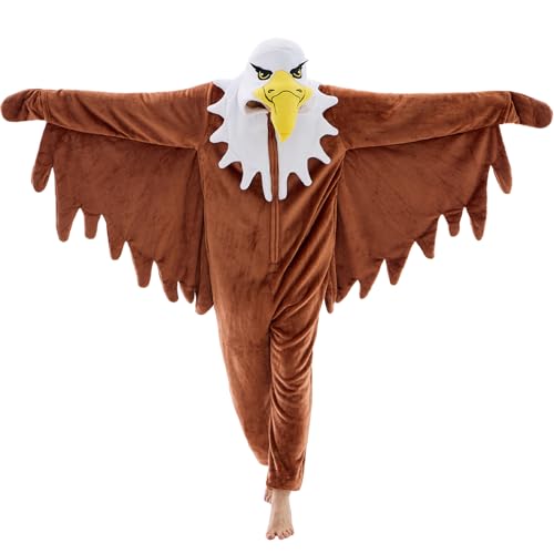 Sokliro Adult Onesie Pajamas Unisex Eagle Animal One Piece Costume Halloween Cosplay Sleepwear for Women MenEagle XX-Large