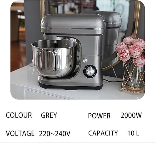 2000W Commercial Food Mixer - 10L Capacity Stand Mixer with Dough Hook, Mixing Hook, and Egg Beater for Bakeries, Restaurants, Schools, and Pizzerias - Image 4
