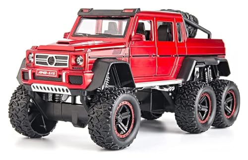 Image of New 1:24 AMG 6x6 Diecast Alloy Metal Pull Back Car with Openable Doors Music Sound and Light Vehicle Toy Car for Kids Boys (Red)