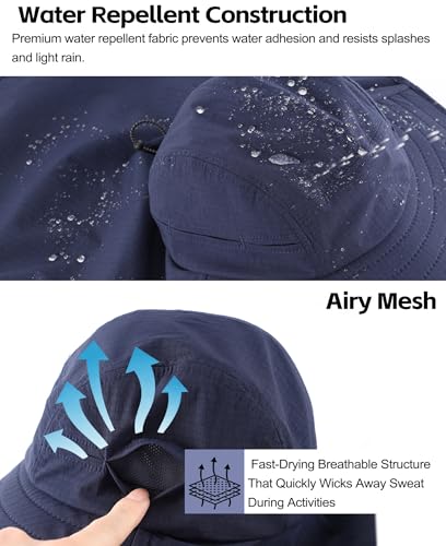 Image of Home Prefer UPF 80+ Sun Hat for Men Women Wide Brim Sun Hat with Neck Flap Summer Beach UV Protection Gardening Fishing Hat