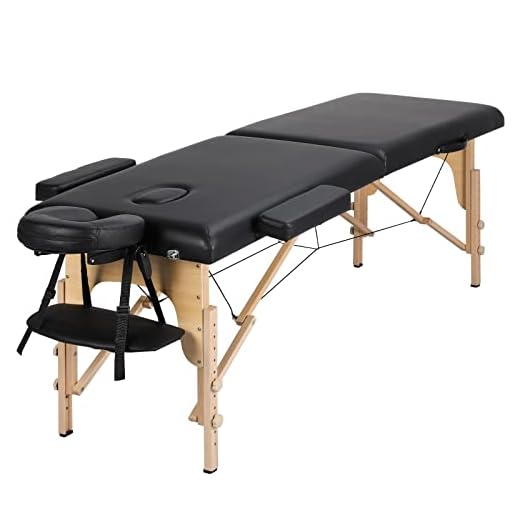 Yaheetech Camilla Masaje Portátil Plegable de 2 Zonas Capacidad 250 kg de Madera de Haya para Fisioterapia Altura Ajustable Apoyacabezas Desmontables con Bolsa de Transporte 213 x 60 cm