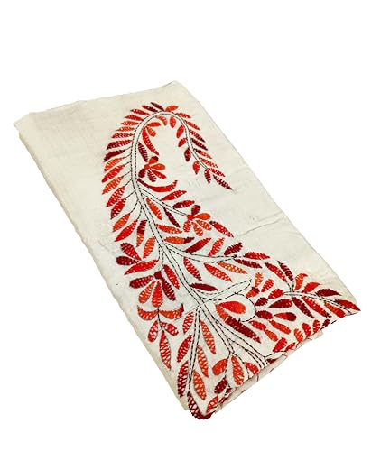 Image of SHRISTI CLOTHINGS Women's Hand Embroidered Cotton Silk Kantha Stitch Saree with Blouse Piece (SB430324 TWD73)