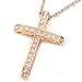 FC JORY Rose Gold Plate Cross Pendant CZ Crystal Rhinestones Necklace
