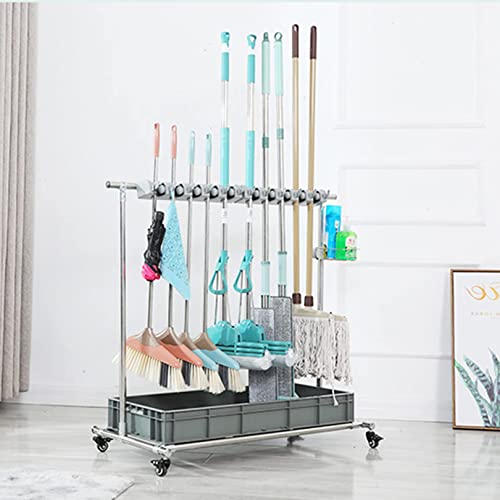 Chariot à outils de nettoyage à roues avec système de rangement ergonomique pour égouttoir