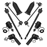 TRQ Front Steering & Suspension Kit Ball Joint Steering Rack & Pinion Bellow Sway Bar Stabilizer Link Tie Rod Compatible with 2014-2018 Jeep Cherokee