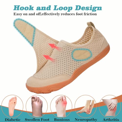 Image of Mens Diabetic Slippers Extra Wide Width Womens Orthopedic Diabetic Shoes Comfy Breathable Arthritis Edema Walking Sandals Non-Slip Adjustable Slip On Swollen Feet Indoor Shoes for Elderly
