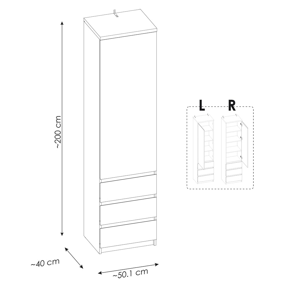 Aktenschrank Regalschrank Schrank in weiß, B/H/T ca. 50,1/200/40 cm