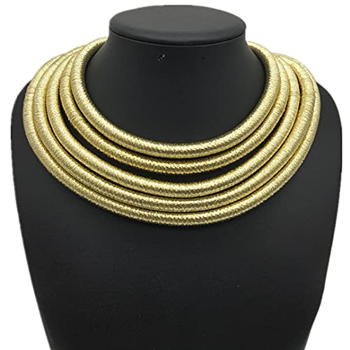 COLORFUL BLING Handwoven African Tribal Multilayer Chunky Statement Necklace Egypt Bib Collar Choker Costume Party Jewelry Accessories for Women2
