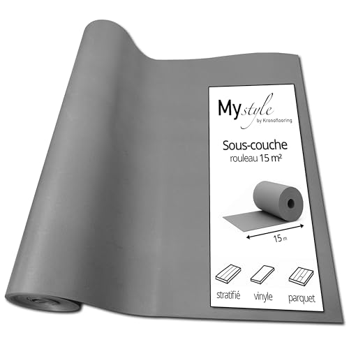 Sous-couche acoustique uficell® MyStyle Sous-couche pour sols stratifiés, parquets et sols design, isolation phonique d'environ 18 dB, épaisseur : 1,5 mm...