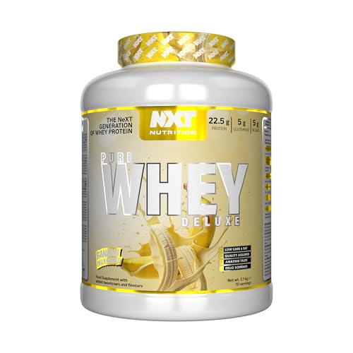 NXT Nutrition Pure Whey Deluxe 2.1kg | Whey Protein | Muscle Growth and Recovery | 70 Servings | 5g Glutamine | 5g BCAA | Brilliantly Biscuity